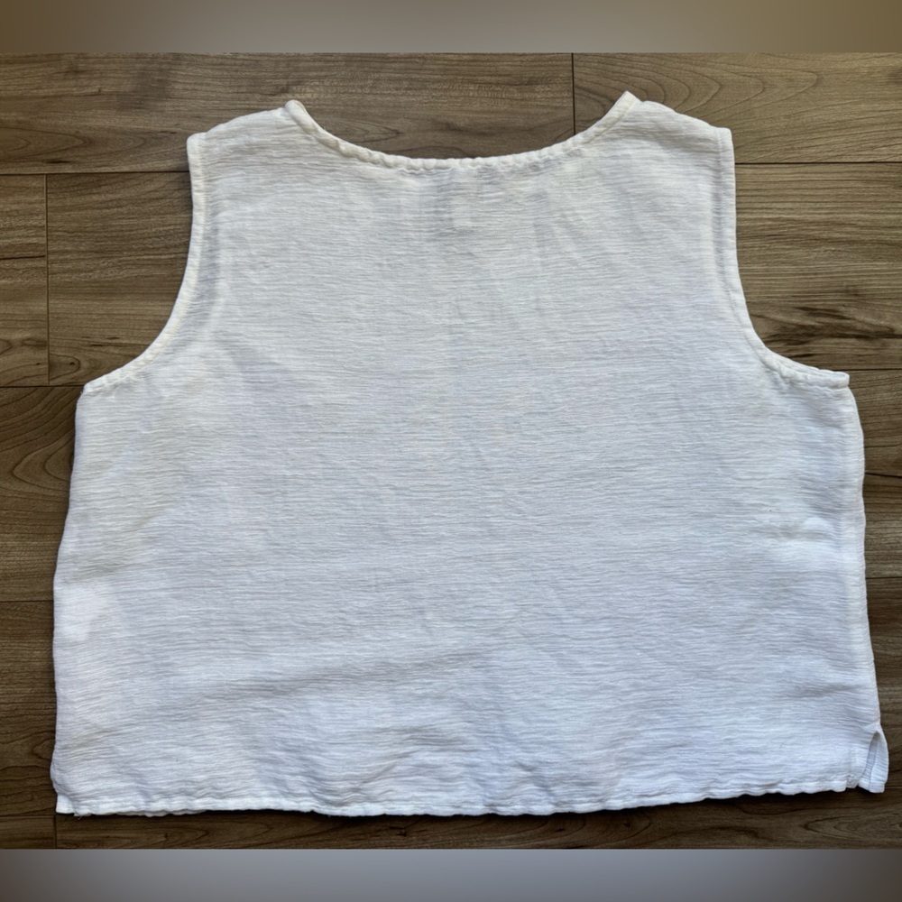Eileen Fisher White Linen Boxy Tank Top Shirt Women’s Size Large Italian Fabric - Picture 11 of 13